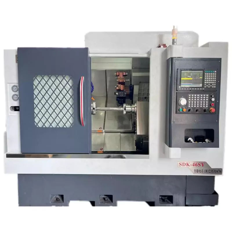 Mesin dual-spindle y-sumbu interpolasi mesin CNC single-turret